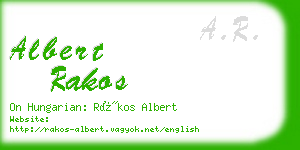 albert rakos business card